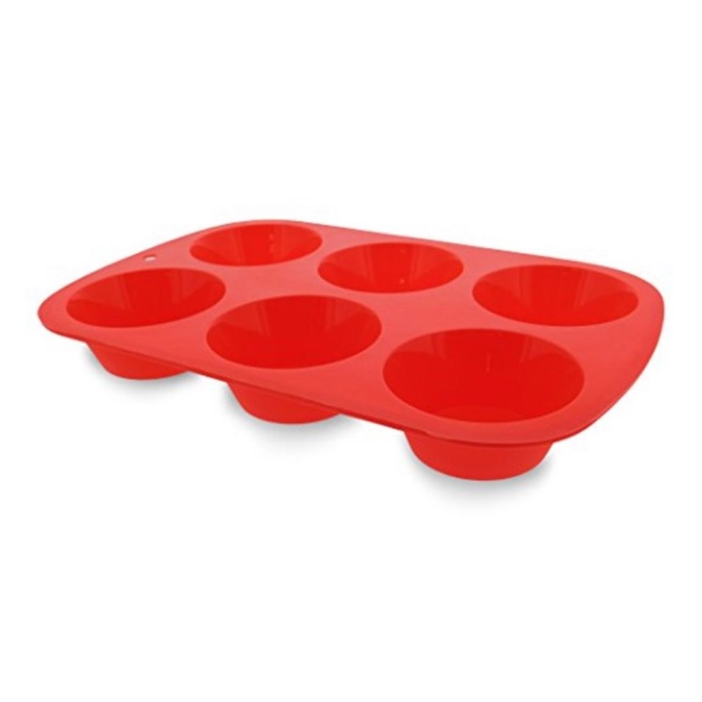 Elbee Home Premium 6 cupcake Muffin Baking Pan Red